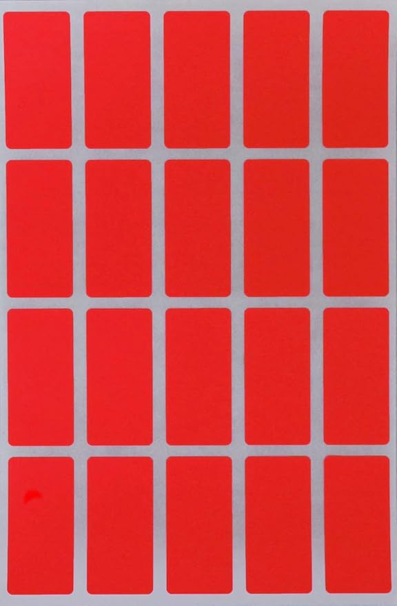 Royal Green Colored Rectangular Stickers in Neon Red (40mm x 19mm) 1.57 inch x 0.75-1000 Pack
