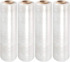 APQ 4 Rolls of Blown Hand Stretch Film 12" x 2000'. Clear Hand Stretch Wrap, 60 Gauge. Tear Resistant Residue Free Film for Moving, Shipping, Wrapping. Industrial Grade Pallet Shrink Wrap Film.