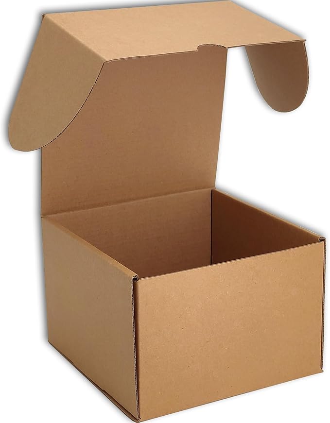 6x6x4 inches Small Shipping Boxes Set of 25 - Brown Mailer Corrugated Cardboard Boxes for Shipping Packaging Mailing Products
