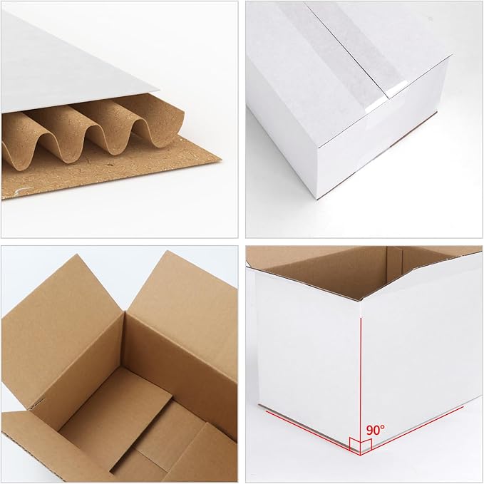 25 Pack Small Shipping Boxes 7x5x3 Inches, White Corrugated Cardboard Box for Shipping, Packing, Business, DIY