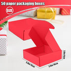 Small Shipping Boxes, 50 Pack Cardboard Box Corrugated Mailer Boxes Small Corrugated Boxes For Shipping Packaging Craft Gifts Giving Products, 6 x 4 x 1.6 Inches (Red)
