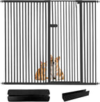 Lumizone Extra Tall Cat Gate 55.12" High Pressure Mounted Extra Wide 2025 New (17 Sizes) 1.37" Gap No Drilling Auto-Close One-Handed Operation Tall Pet Gate for Dogs(Black, 55.12" H x 67.72"-71.84" W)