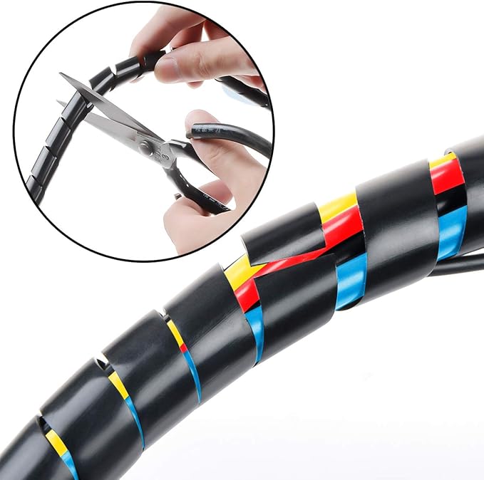 XHF 3/8" Spiral Cable Wrap 10mm(Wrapping Range:7.5mm-60mm) Cord for Computer Electrical Wire Organizer Sleeve Hose RoHS Black 26Ft