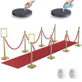 kaiyomi 8Pcs Stanchions Posts Velvet Ropes with Red Carpet and Sign Frame, Water or Sand-Fillable Base, Suitable for 8.5" x 11" A4 Paper Size Sign Frame for Red Carpet Party Decoration (Golden)