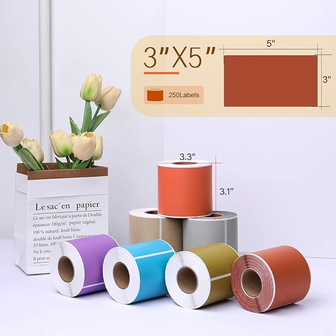 PARLAIM 5 X 3 inch Rectangle Inventory Labels Color Coding Stickers, 250PCS Permanent Sticker for Warehouse Moving Box Square Label (Brown)