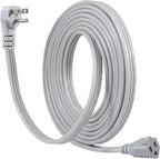 KUNCAN Appliance Power Extension Cord - 3 Prong Flat Wire SPT-3 14 AWG Heavy Duty Male to Female Extender Low Profile Grounded Cable for Major AC Unit, Air Conditioner, Refrigerator (15 Feet)