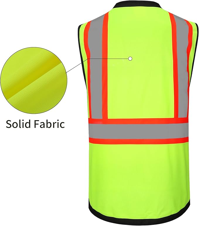 ProtectX 6 Pockets High Visibility Safety Vest for Men Women Class 2 Reflective Hi Vis Work Construction Vest