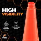 Xpose Safety 36 Inch Orange Traffic Cones Heavy Duty 12lb, 8-Pack - Multipurpose PVC Plastic Safety Cone for Parking, Soccer, Caution, Kids and Construction - DOT Approved
