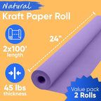 24" x 1200" (100 ft) Lilac Kraft Paper Roll (Value Pack of 2), 45 lbs Thickness, Made in USA Colored Craft Paper for School, Bulletin Board - Odorless, Non-Toxic, Safe for Kids