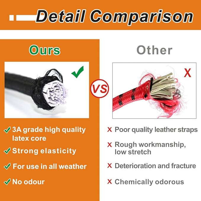 Bungee Cords with Hooks, Heavy Duty Outdoor Elastic Bungee Straps，No Odour Industrial Grade Bungee Rope for Securing Tarps, Luggage, Tents, Bikes or Garden Tidying 24inch 4Pcs (Black)
