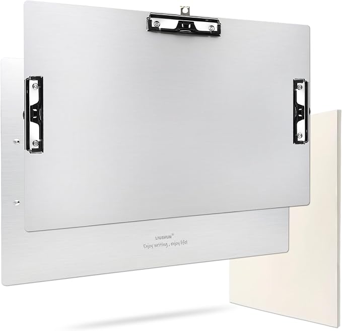 Three Clip Aluminum 11x17 Clipboard Metal Stainless Hangable Clipboards Art Pen Holder Extra Large Clip Board for Business Medical Professionals Workshop (Silver, A3-3Clip)