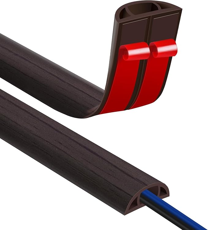 Floor Cord Covers for Wires 3.3FT Cable Hider Wire Cover Self Adhesive Cord Hider Floor for Offices, Homes, Workshops, Warehouses Cable Cavity 0.39" W x 0.27" H