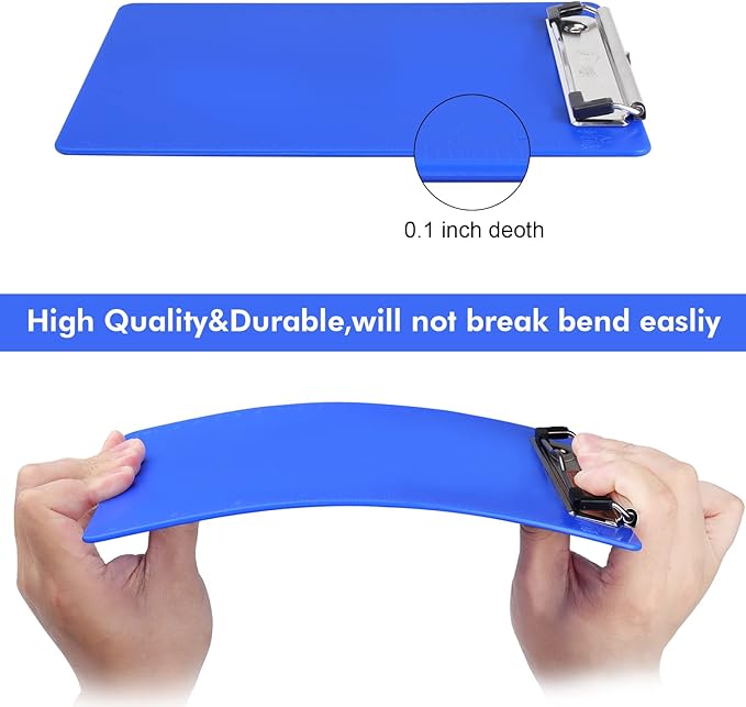 6 PCS Clipboards Bulk with Pen Holder,Standard A4 Letter Size,Plastic Clip Boards 8.5x11 Heavy Duty,Low Profile Clipboard for Men Kids Teacher,Office School Home Work,Blue