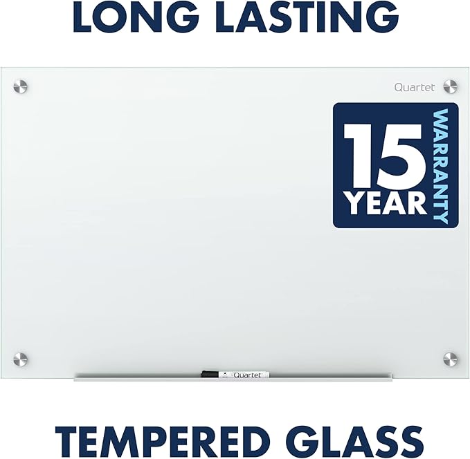 Quartet Dry Erase Board, Magnetic Whiteboard 96"W x 48"H, Glass Board for Wall, Infinity, White (G9648NMW)