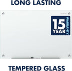 Quartet Glass Whiteboard, Non-Magnetic Dry Erase White Board, 36"W x 24"H, Includes Accessory Tray, 1 Marker and 2 Glass Board Magnets, White Surface, Infinity (G3624NMW)