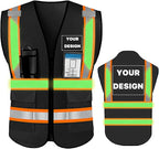 YOWESHOP High Visibility Reflective Safety Vest with Pockets Custom Your Logo Safety Workwear