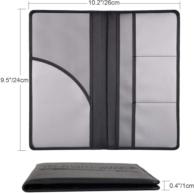 Cacturism Car Registration and Insurance Holder with Magnetic Shut, Vehicle Glove Box Car Organizer, Men Women Interior Car Accessories for Cards, Essential Document, Driver License, Black