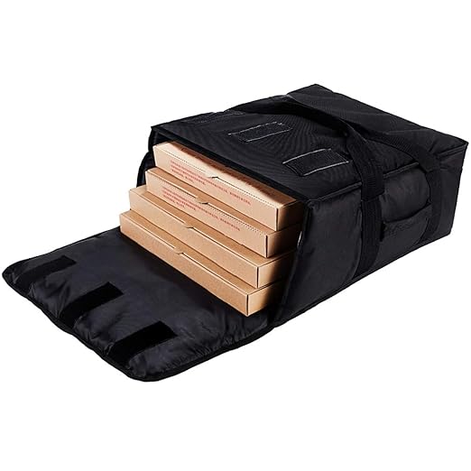 Pizza Bag Thermal Pizza Delivery Bags Insulated Food Delivery Bag Professional Pizza Warmer Carrier Bags Moisture Free Hold Up to 4-16" or 3-18" (Black 20"X20"X9")