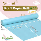 PerkHomy 24" x 1,440" (120') Light Blue Kraft Paper Roll for Craft Bulletin Board Paper Art Table Covering Crafting Gift Wrapping Bouquet Packing Parcel 80GSM 55LB (Light Blue, 24" x 120')