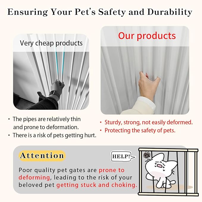 Lumizone Extra Tall Cat Gate 61.02" High Pressure Mounted Extra Wide 2025 New (17 Sizes) 1.37" Gap No Drilling Auto-Close One-Handed Operation Tall Pet Gate for Dogs(White, 61.02" H x 63.39"-67.71" W)