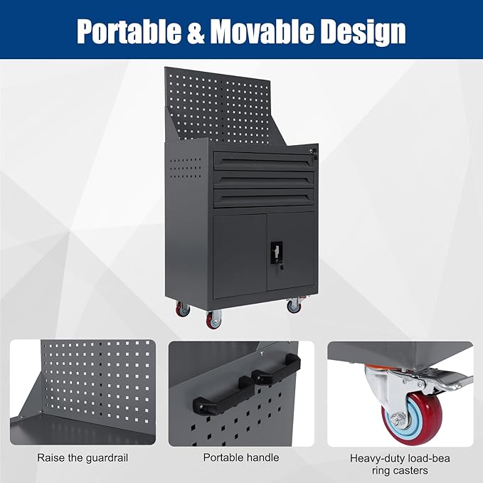 Rolling Tool Chest with Drawers Tool Storage Cabinet Auto Repair Tool Cart for Workshop Warehouse Garage