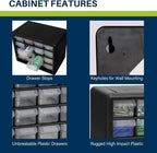 Akro-Mils 16-Drawer Plastic Cabinet for Garage Organization, Beads, Makeup Organizer, Building Bricks Storage, Teacher Toolbox, 10-1/2" W x 6-1/2" D x 8-1/2" H, 10716 Black (Pack of 4)