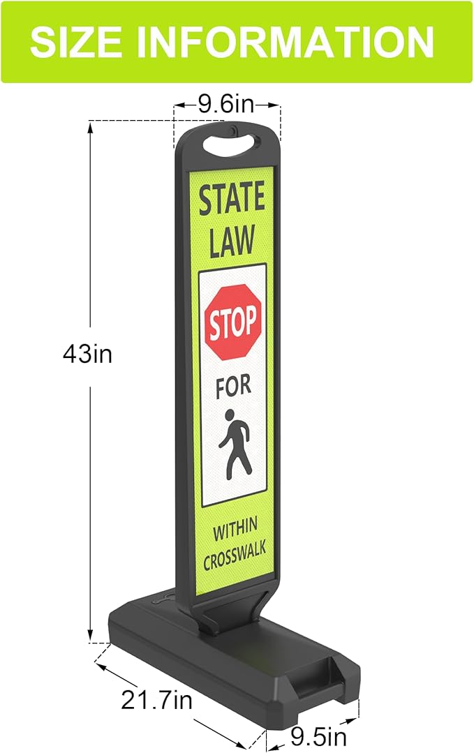 OrangeStar 43" Pedestrian Crossing and Stop Sign, 2-Pack Double-Sided Reflective Safety Signs with Water-Filled Base for School Zone, Traffic Control, Driveway