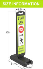 OrangeStar 43" Pedestrian Crossing and Stop Sign, 2-Pack Double-Sided Reflective Safety Signs with Water-Filled Base for School Zone, Traffic Control, Driveway