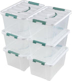 6 Pack 14 L Clear Storage Latch Box, Plastic Storage Bins with Lids