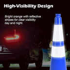 8 Pack 28 Inch Blue PVC Safety Cones Weighted Black Base, Perfect for Sports Field Dividers, Warehouse Use, Parking Management, Road Safety (8, Blue, 28 Inch)