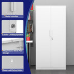 LUCYPAL Garage Storage Cabinets with Lock Doors,Metal Garage Storage Cabinets with 4 Adjustable Shelves for Home,Office, Warehouse(White)