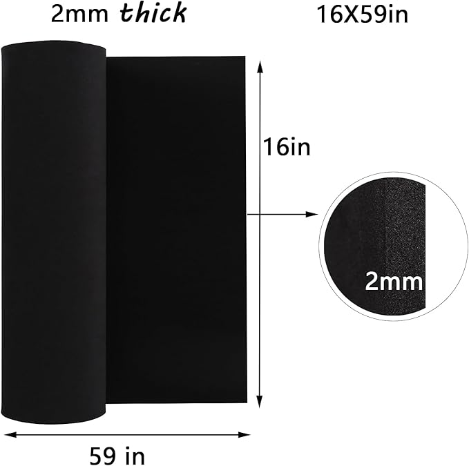 AMZQNART EVA Foam 2mm, Cosplay Foam Roll 16 x 59in (6.5sqft) Black, Suitable for Large Foam Cosplay Modeling, DIY Projects, Crafts, Ultra High Density 90 kg/m3.
