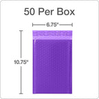 Quality Park Bubble Mailers, 6 x 9, Purple Poly Mailers, Padded Envelopes, Shipping Bags, Water Resistant, Self Seal, 50 Per Box (QUA85904)