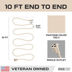 Iron Forge Cable Weatherproof 10 Ft Outdoor Extension Cord - 16/3 SJTW Heavy Duty Light Brown Extension Cord 3 Prong - 13 Amp Exterior Power Cable
