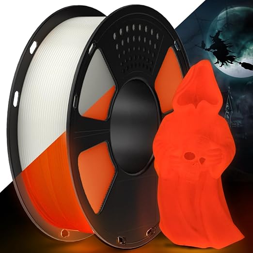 GEEETECH Glow in The Dark PLA Orange Red Filament, 3D Printing Luminous Filament 1.75mm, Best with UV Lamps, 1kg Spool (2.2lbs), Dimensional Accuracy +/- 0.02 mm, Fit Most 3D Printers