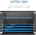 PRANDOM File Organizer Box - Set of 2 Collapsible Decorative Linen Filing Storage Hanging File Folders with Lids Office Cabinet Letter Size Black (14x9.3x10.8 inch)