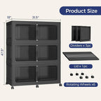 150Gal Stackable Storage Bins with Lid, 600Qt Extra Large Collapsible Storage Box with Wheels, Dividers, Folding Plastic Cabinet Closet Organizers for Home Kitchen Office Dorm, 3Pack Black