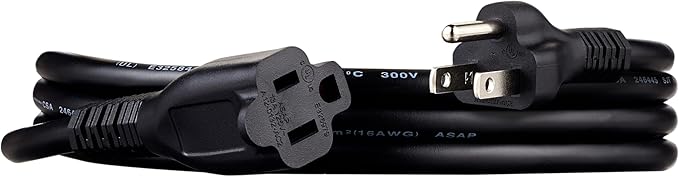 Amazon Basics Extension Cord, 6 Ft, 3 Prong Outlet Extender, Indoor Extension Cord, 13 Amps, 125V, Black