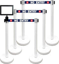 Retractable Stanchion, 6 SPECIALTY Posts + Signframe, 36" Ht, 78" Special Event & Holiday Theme Belt + Bonus Replacement Cassettes + Wall Receiver (WHT Post/No Entry Belt)