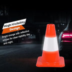 8 Pack 12" Traffic Safety Cones with Reflective Collars, Orange Construction Cone, Restorable Parking Cones, Heavy Duty Road Cones for Parking Lot, Traffic Control, Driveway Road Parking