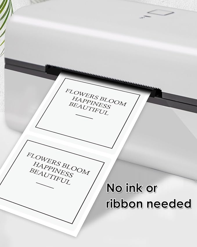 iEager White Square Thermal Label Stickers, 2"x2" Self-Adhesive Square Direct Thermal Labels with Perforation Line, 500 Sheets/Roll