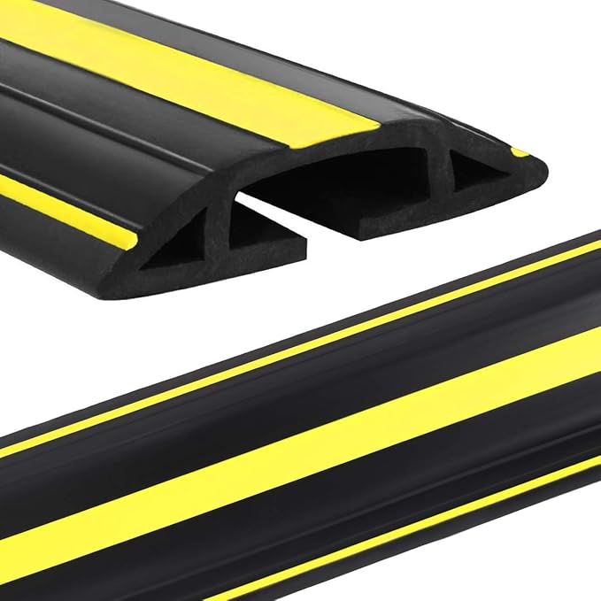 Eapele 6.5ft Cable Protector Cord Cover for Floor, Heavy Duty PVC Duct Easy to Unroll, Prevent Trip Hazard for Home Office or Outdoor Settings