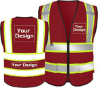 Custom Safety Vest with Logo Pockets High Visibility Reflective Vests Construction Security Workwear