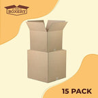 The Boxery Moving Boxes 15-Pack Large | 18x18x18 inch Brown/Kraft Corrugated Cardboard Packing, Moving & Storage for Business/Home – Durable - Eco-Friendly, Recyclable - Made in the USA