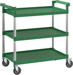 Green Utility/Bussing Cart with Three Shelves - 42" x 20"