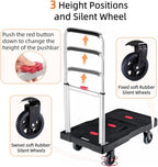 Folding Hand Truck, 330 Lbs Heavy Duty Luggage Cart, Portable Push cart Dolly with Adjustable Handle for Auto, Luggage, Personal, Travel, Moving Shopping and Office Use