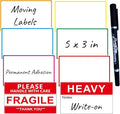 5" x 3" Large Moving Labels for Home Packing Box 6 Color Coded Border Label 162pcs with Writable Notes Areas, Fragile Stickers, Heavy Sticker. Permanent Adhesion