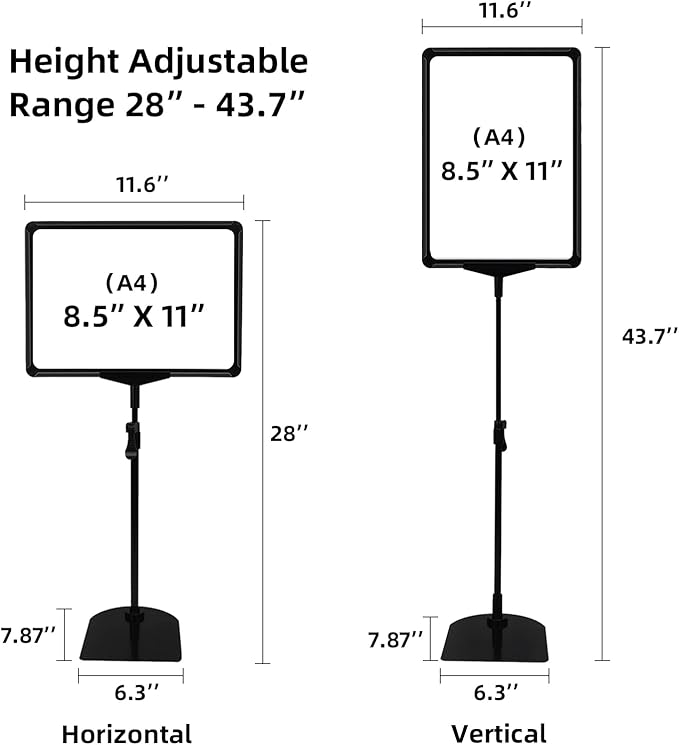 Sign Holder Stand,Sign Stand for Display,Adjustable Sign Holders For Table Top,Table Sign Holders 8.5 x 11,4 Packs, (Black, 39''height 4pcs)