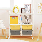 Giantex Rolling Storage Cart w/ 4 Drawers 2 Shelves Metal Rack Shelf Home Office School Beauty Salon Utility Organizer Cart with Wheels (Yellow)