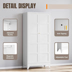 Yizosh Metal Storage Cabinet with 2 Doors and 4 Adjustable Shelves,- 71" White Kitchen Pantry Storage Cabinet for Kitchen,Dining Room,Living Room